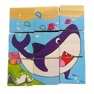 Juego Didáctico de Puzzle de Cubo de Madera de 9 Bloques