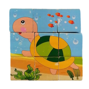 Juego Didáctico de Puzzle de Cubo de Madera de 9 Bloques