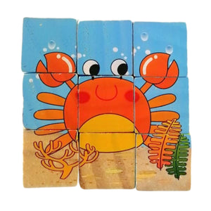 Juego Didáctico de Puzzle de Cubo de Madera de 9 Bloques