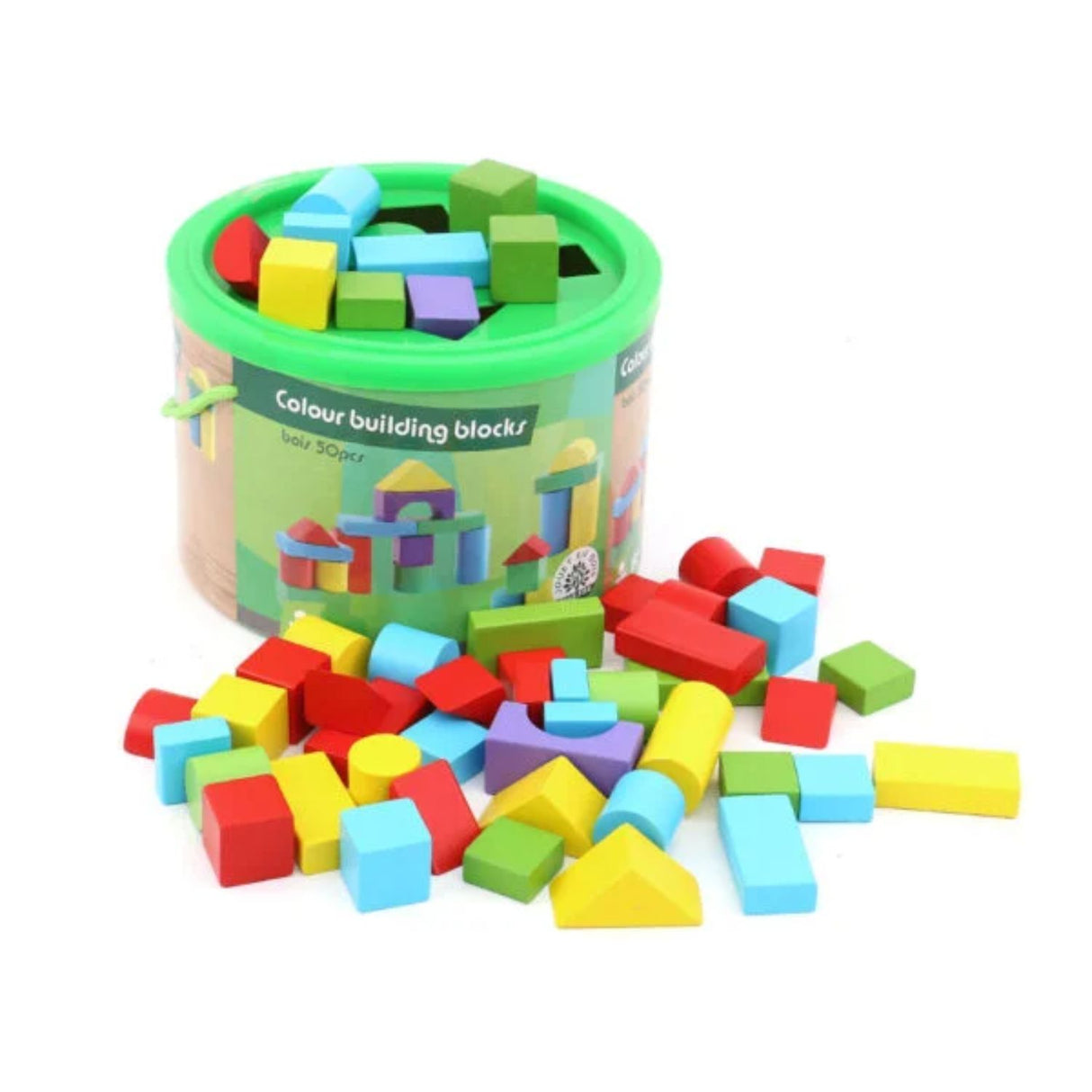 Balde de Bloques para Construir de Madera 50 Piezas de 22cm. Fomenta la creatividad y el aprendizaje en los niños. ¡Compra ahora y diviértete!-1-1-1-1-1