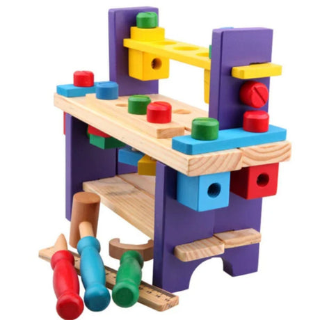 Banco de Herramientas de Madera para Niños de 3+ Años. Fomenta la creatividad y habilidades motoras. ¡Compra ahora y diviértete construyendo!-1-2-1-1-1