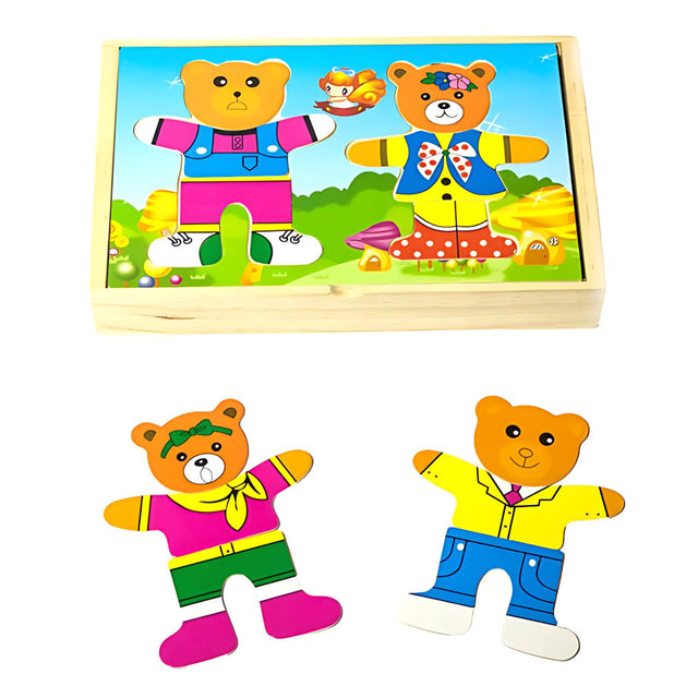 Juego de Puzzle de Osos de Madera para Niños de 3+ Años. Fomenta la creatividad y habilidades motoras. ¡Compra ahora y diviértete aprendiendo!-1-1-1-1-1