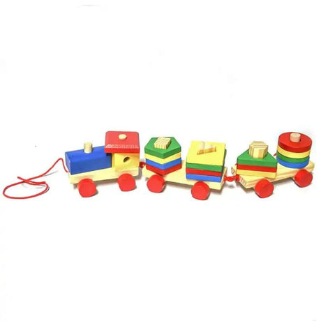Tren de Encaje de Madera con Figuras Geométricas de 38 cm. Fomenta la creatividad y habilidades motoras en los niños. ¡Compra ahora y diviértete!-1-1-1-1-1