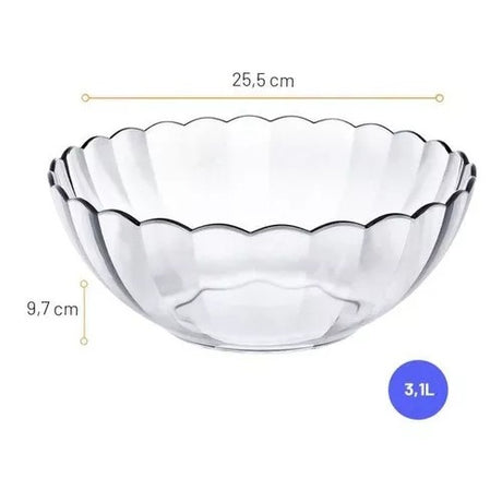 Bowl Bella Vidrio Templado Transparente 3 litros Marinex