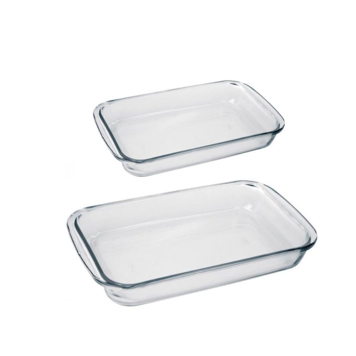 Pack 2 Fuentes Asaderas Mediana Grande Vidrio Rectangular
