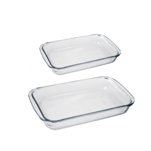 Pack 2 Fuentes Asaderas Mediana Grande Vidrio Rectangular