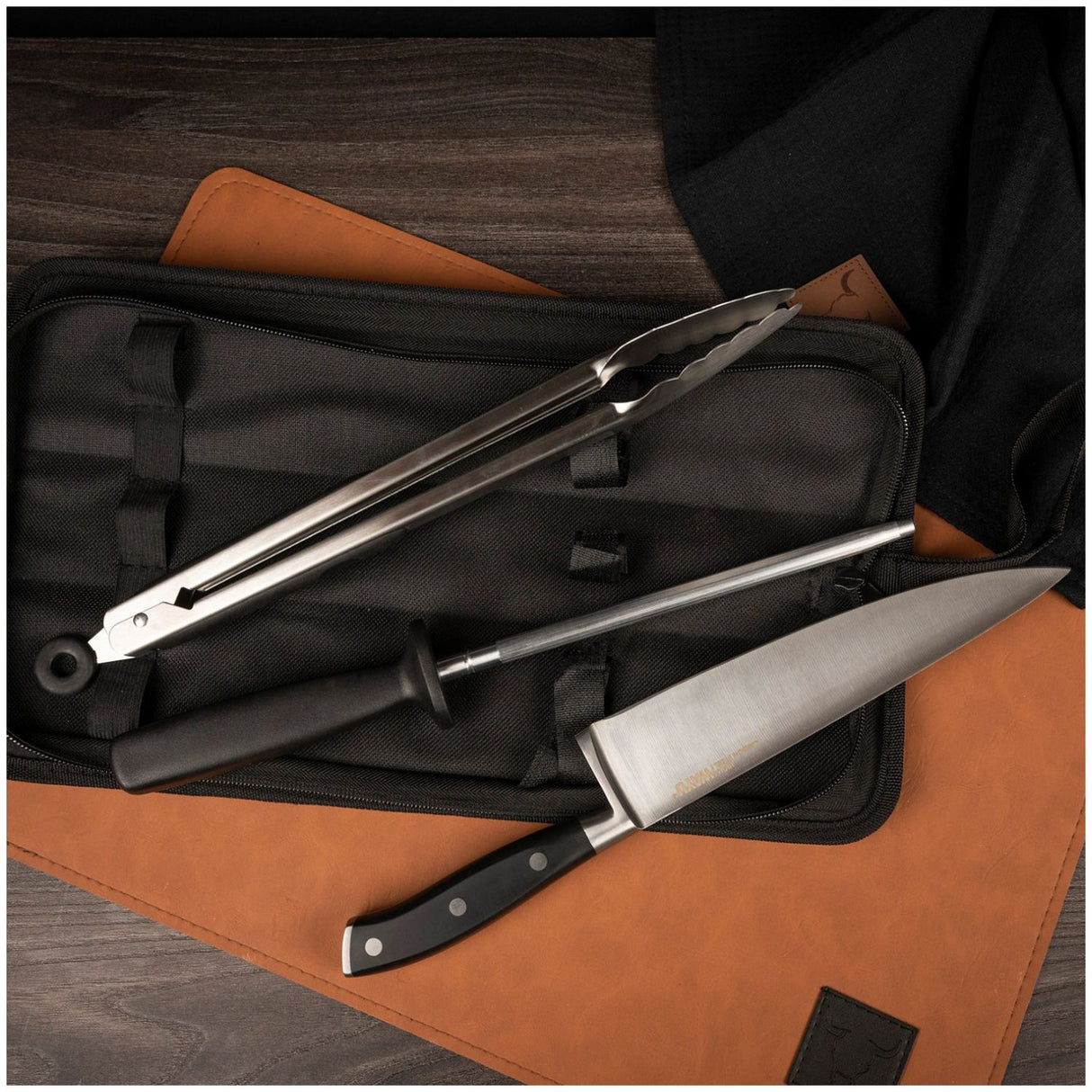 Set Parrillero Wayu 3 Piezas Con Funda Quincho BBQ Parrilla