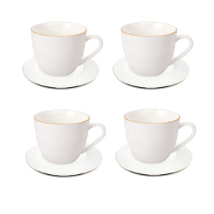 Set 4 Tazas con Platillos Royal 260mL 15cm Borde Dorado