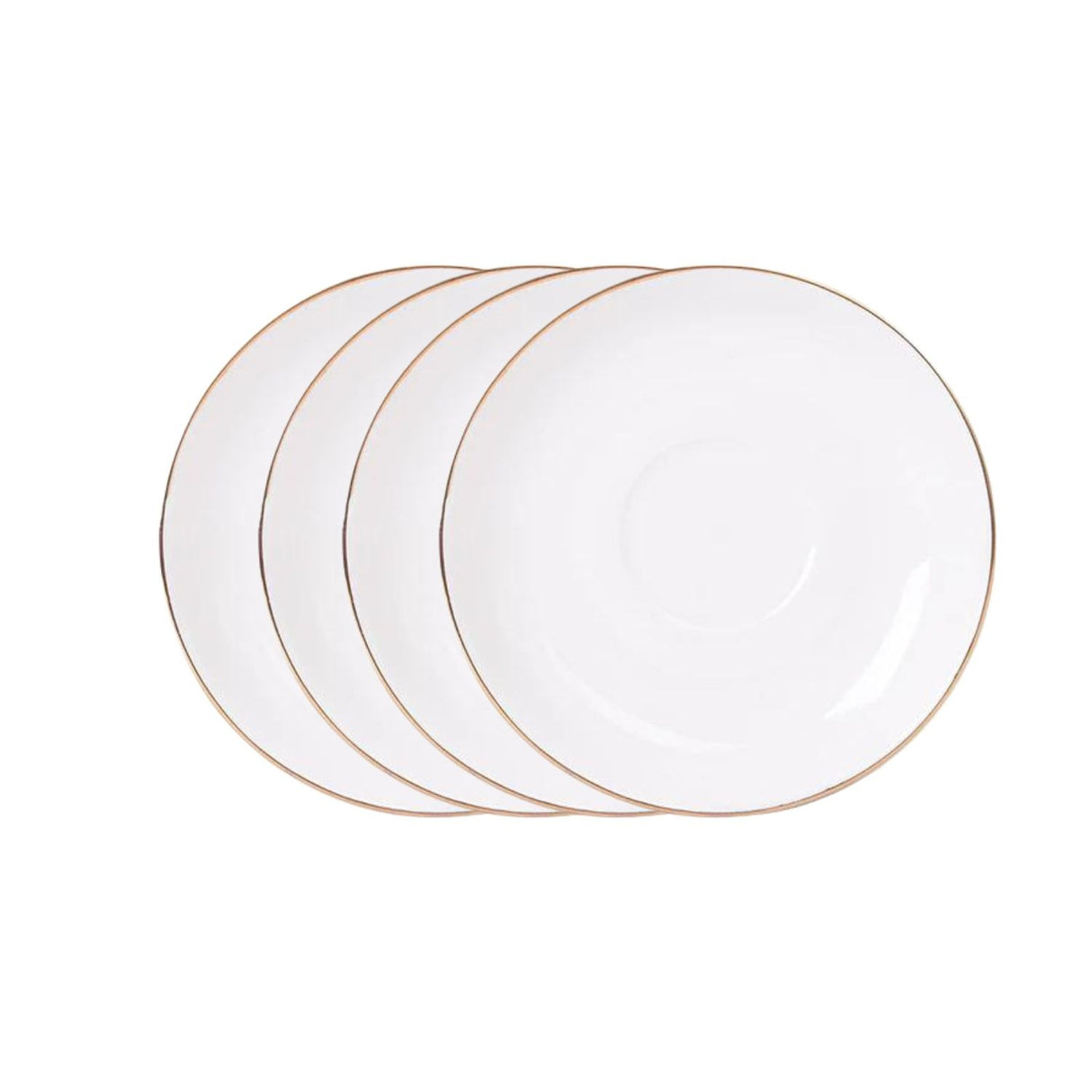 Set 4 Tazas con Platillos Royal 260mL 15cm Borde Dorado