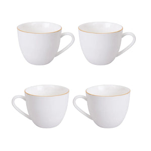Set 4 Tazas con Platillos Royal 260mL 15cm Borde Dorado
