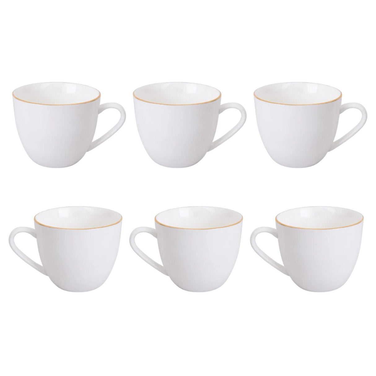 Set 6 Tazas con Platillos Royal 260mL 15cm Borde Dorado
