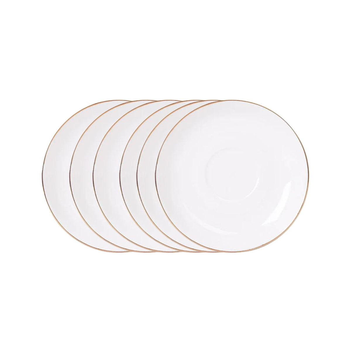 Set 6 Tazas con Platillos Royal 260mL 15cm Borde Dorado