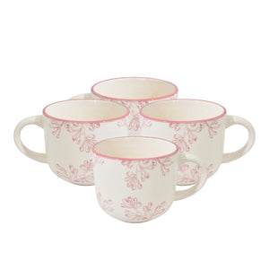 Set 4 Tazas de Te 350mL Rose Menaje Cocina Hallen