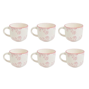 Set 6 Tazas de Te 350mL Royal Borde Rose Menaje Cocina