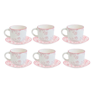 Set 6 Tazas con Platillos Royal 260mL 15cm Diseño Rose Cocina