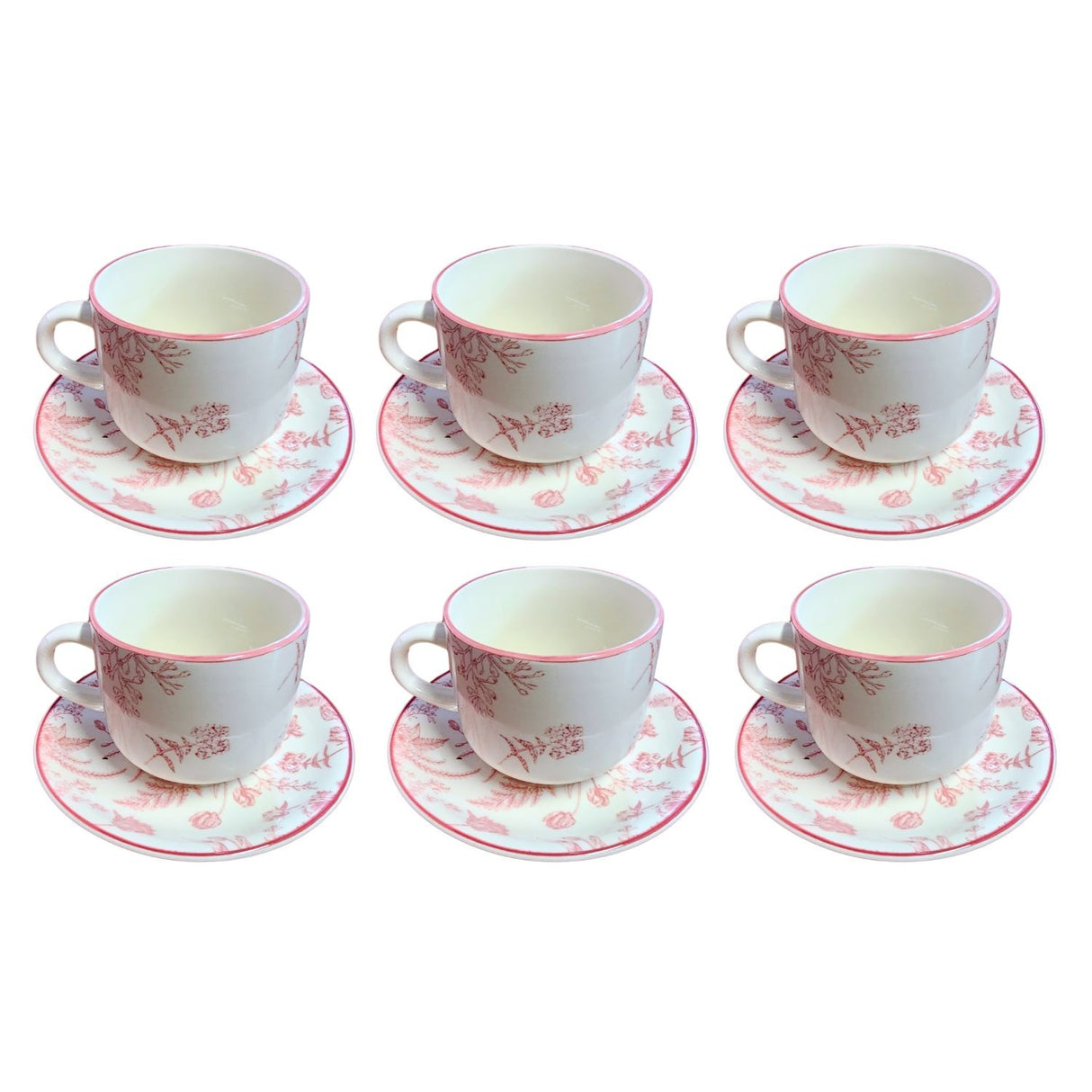 Set 6 Tazas con Platillos Royal 260mL 15cm Diseño Rose Cocina