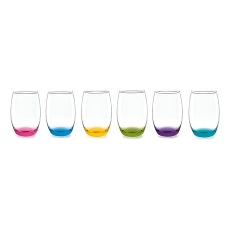 Set de 6 Vasos Mikonos Fondos de Colores Cristar 460ml
