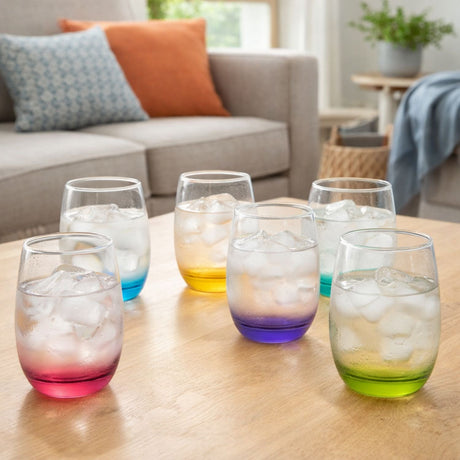 Set de 6 Vasos Mikonos 460ml Fondo de Color Cristar