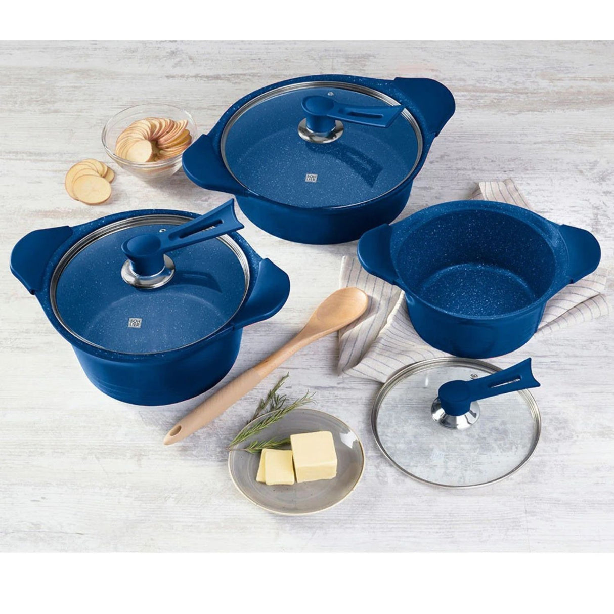 Batería de Cocina Bohlier 6 Piezas Aluminio Fundido Azul