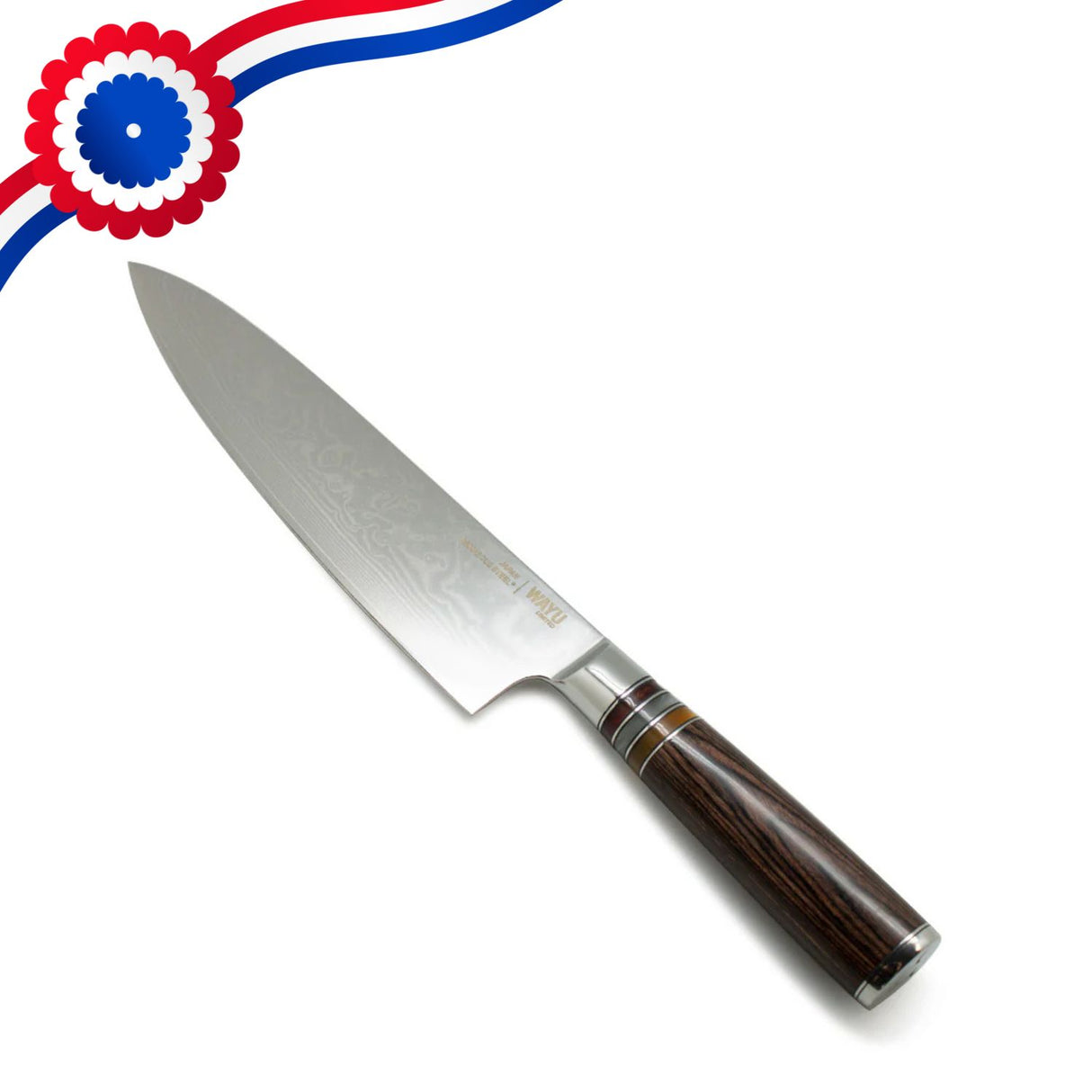 Cuchillo Damascus Brown Pakka Wayu Limited 33cm Resistente