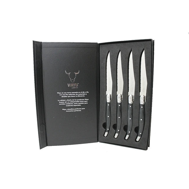 Set de 4 Cuchillos Black Mesa Wayu Limited: Elegancia y Durabilidad en tu Cocina. Disfruta de cortes precisos y un diseño elegante. ¡Mejora tu cocina hoy!-5