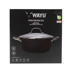 Olla 24Cm con Tapa De Vidrio Iron Cast Honeycomb Wayu Cocina