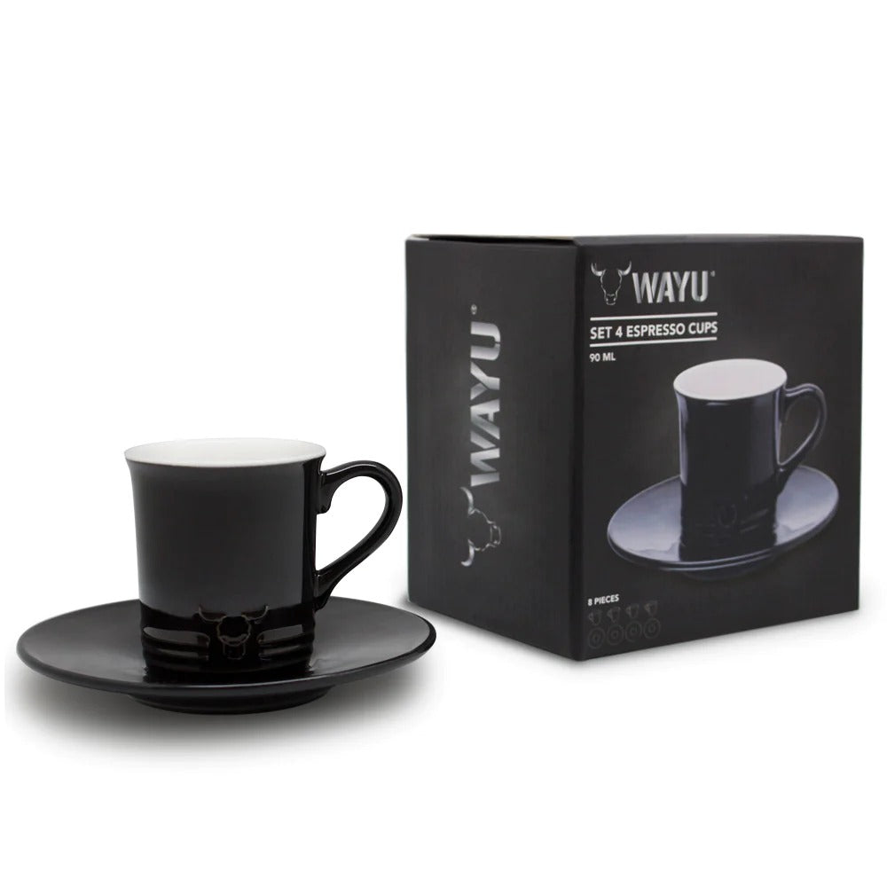 Set 4 Tazas Y Platos 90ml Wayu Expresso 8 Piezas Cafe Expresso