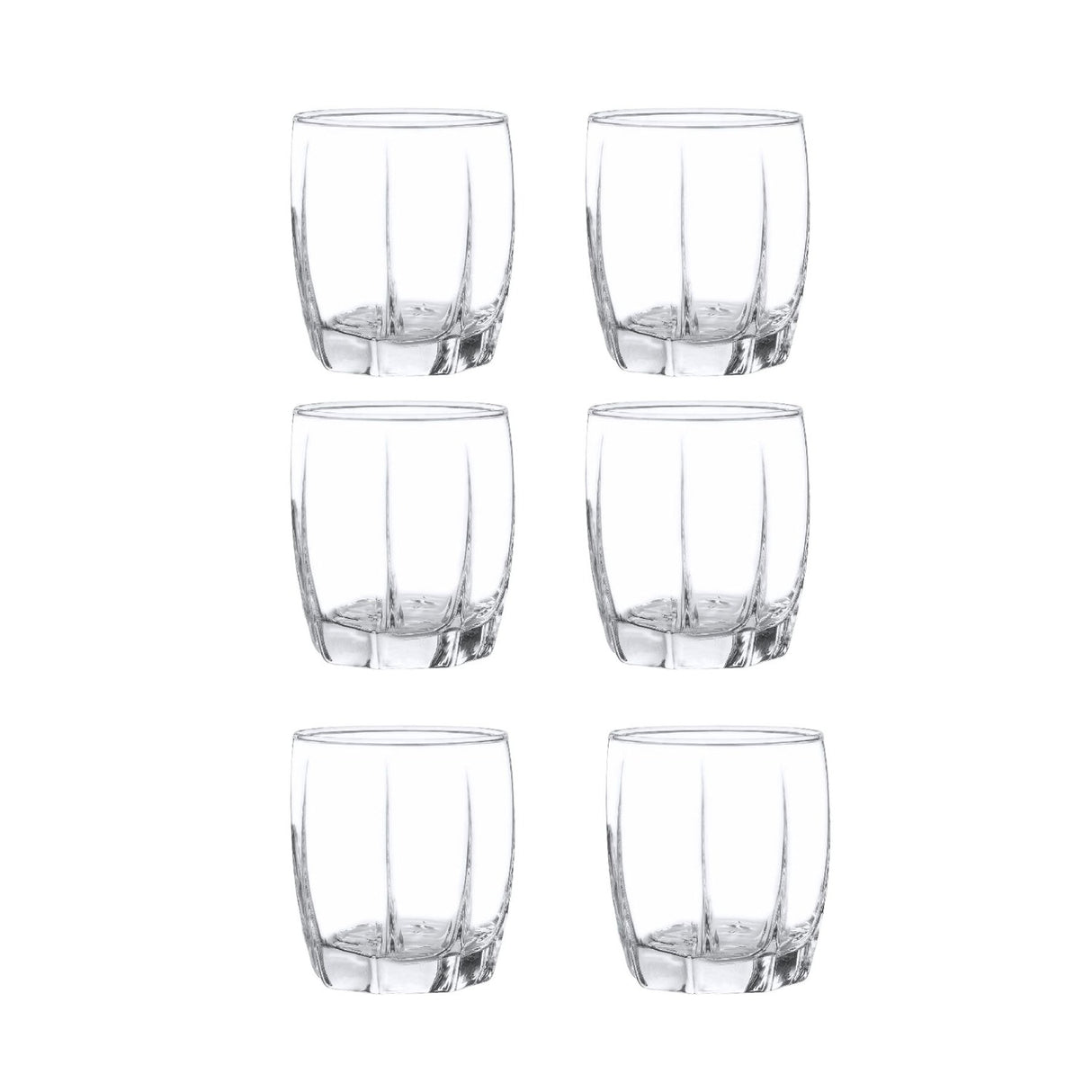 Display 6 Vasos Bajos Amadeus Rocks 353cc Tragos Jugos Cristar