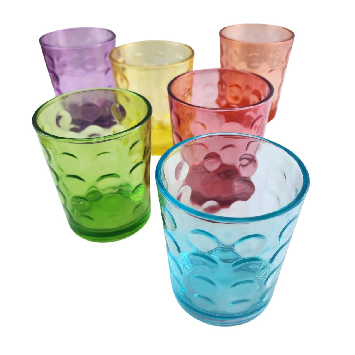 Set 6 Vasos Bajos Mixed 325 mL Vidrio Full Color Allegra
