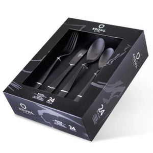 Set Cubiertos 24 Piezas Black Krons Acero Inoxidable