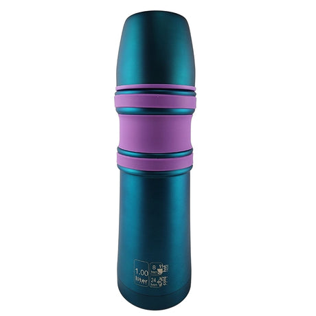 Termo Mega Slim II 1L Acero Inoxidable Bebidas Calientes Frias Turquesa