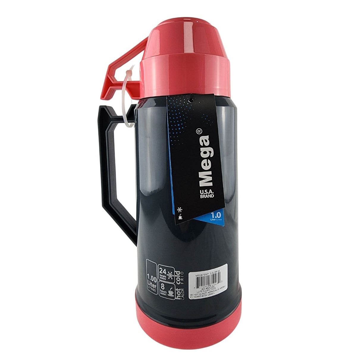 Termo Mega 1L New Megatemp Bebidas Calientes Frias con Tazas Rosa