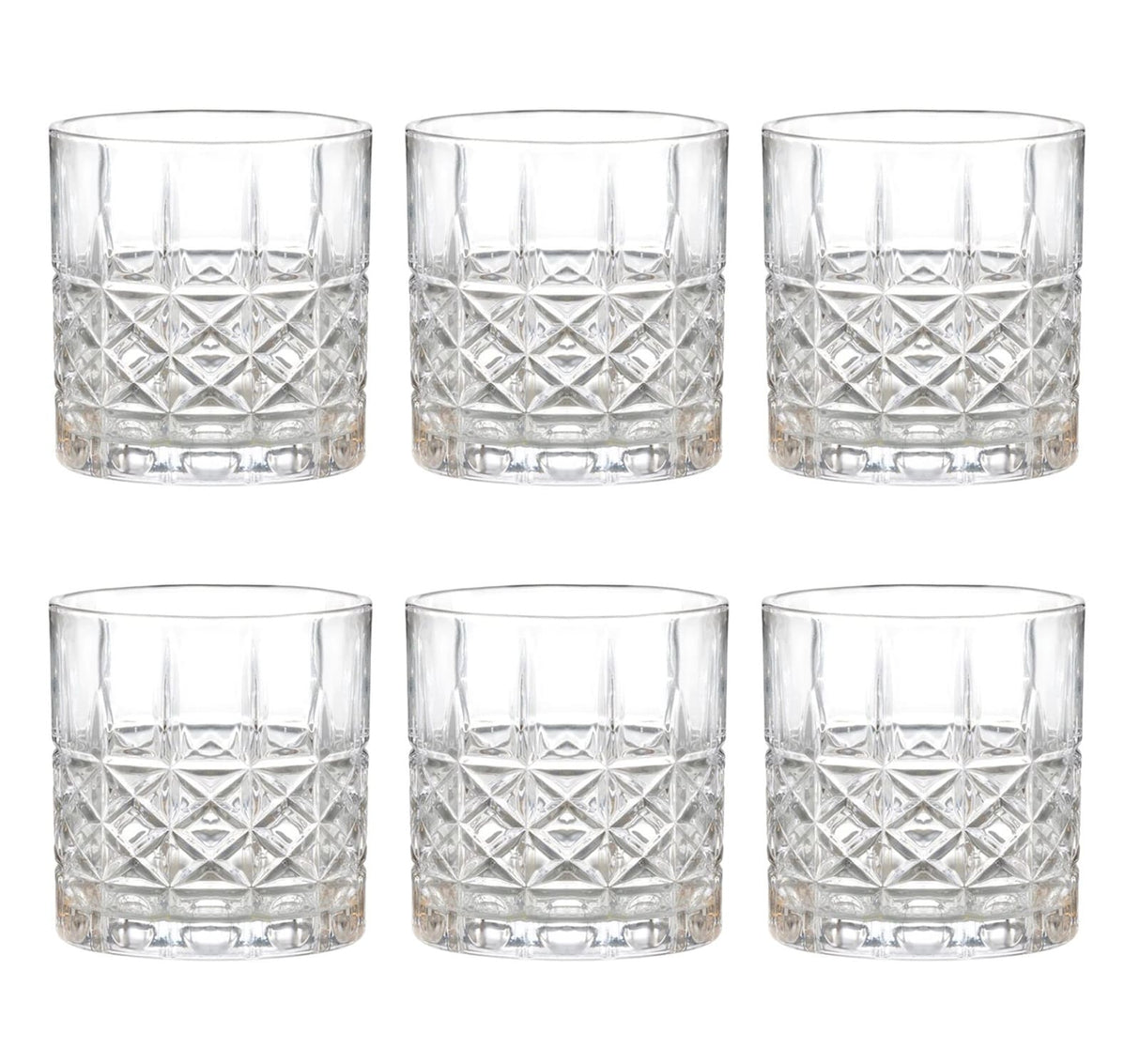 Set de 6 vasos de vidrio transparente de 330mL, elegantes y resistentes, ideales para jugos y cócteles en eventos y uso diario.-1-1-1-1