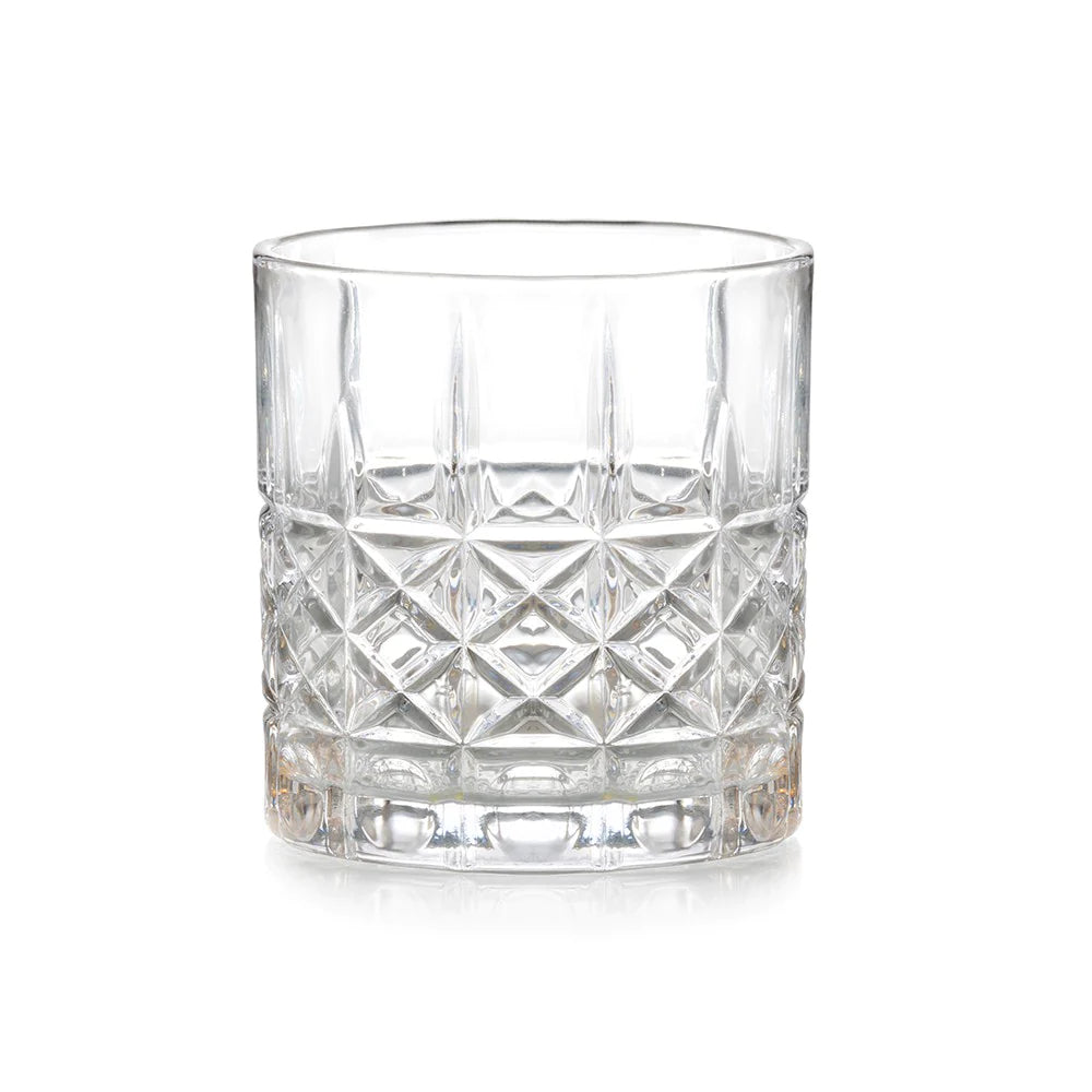 Set de 6 vasos de vidrio transparente de 330mL, elegantes y resistentes, ideales para jugos y cócteles en eventos y uso diario.-1-2-1-1