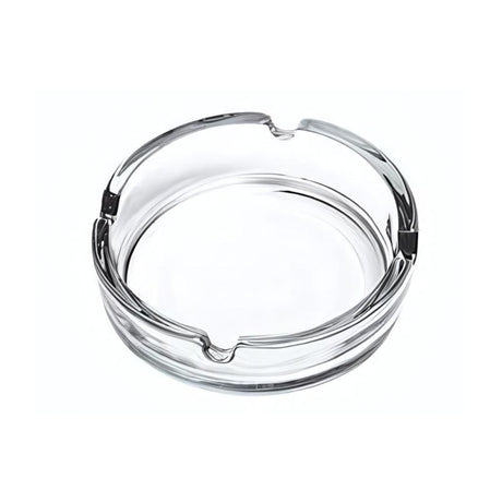 Cenicero circular de vidrio transparente Allegra, 10.5cm, resistente al calor, ideal para cenizas y colillas en casa o oficina.-1