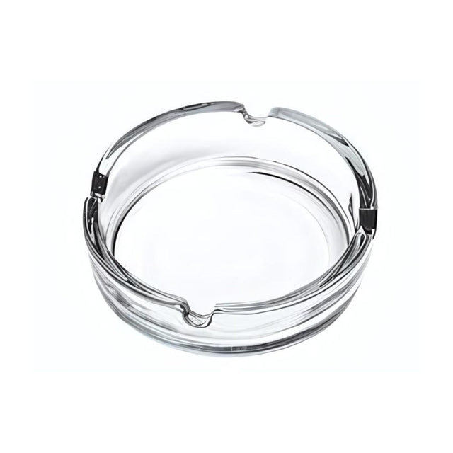 Cenicero circular de vidrio transparente Allegra, 10.5cm, resistente al calor, ideal para cenizas y colillas en casa o oficina.-1