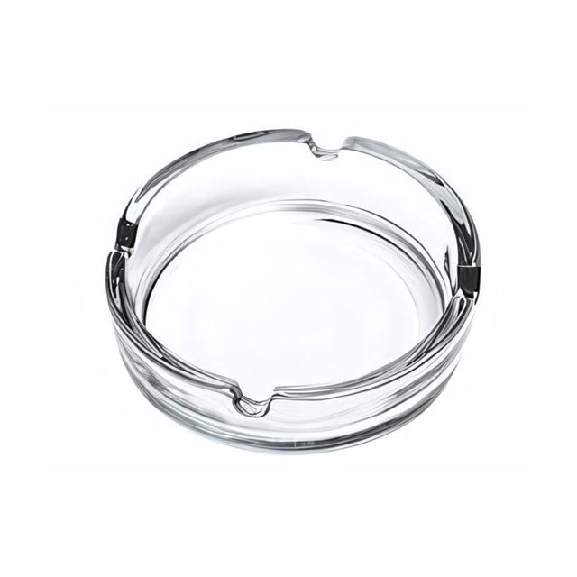 Cenicero circular de vidrio transparente Allegra, 10.5cm, resistente al calor, ideal para cenizas y colillas en casa o oficina.-1-1-1-1