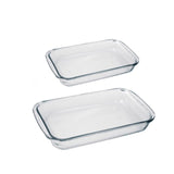 Asaderas rectangulares de vidrio templado Marinex, transparentes, con asas, aptas para horno y microondas, ideales para hornear y almacenar.-1