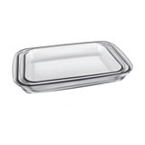 Asaderas rectangulares de vidrio templado Marinex, transparentes, con asas, aptas para horno y microondas, ideales para hornear y almacenar.-3