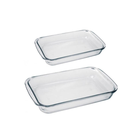 Asaderas rectangulares Marinex de vidrio templado, transparentes y aptas para horno, microondas y lavavajillas. Perfectas para gratinados y guisos.-1