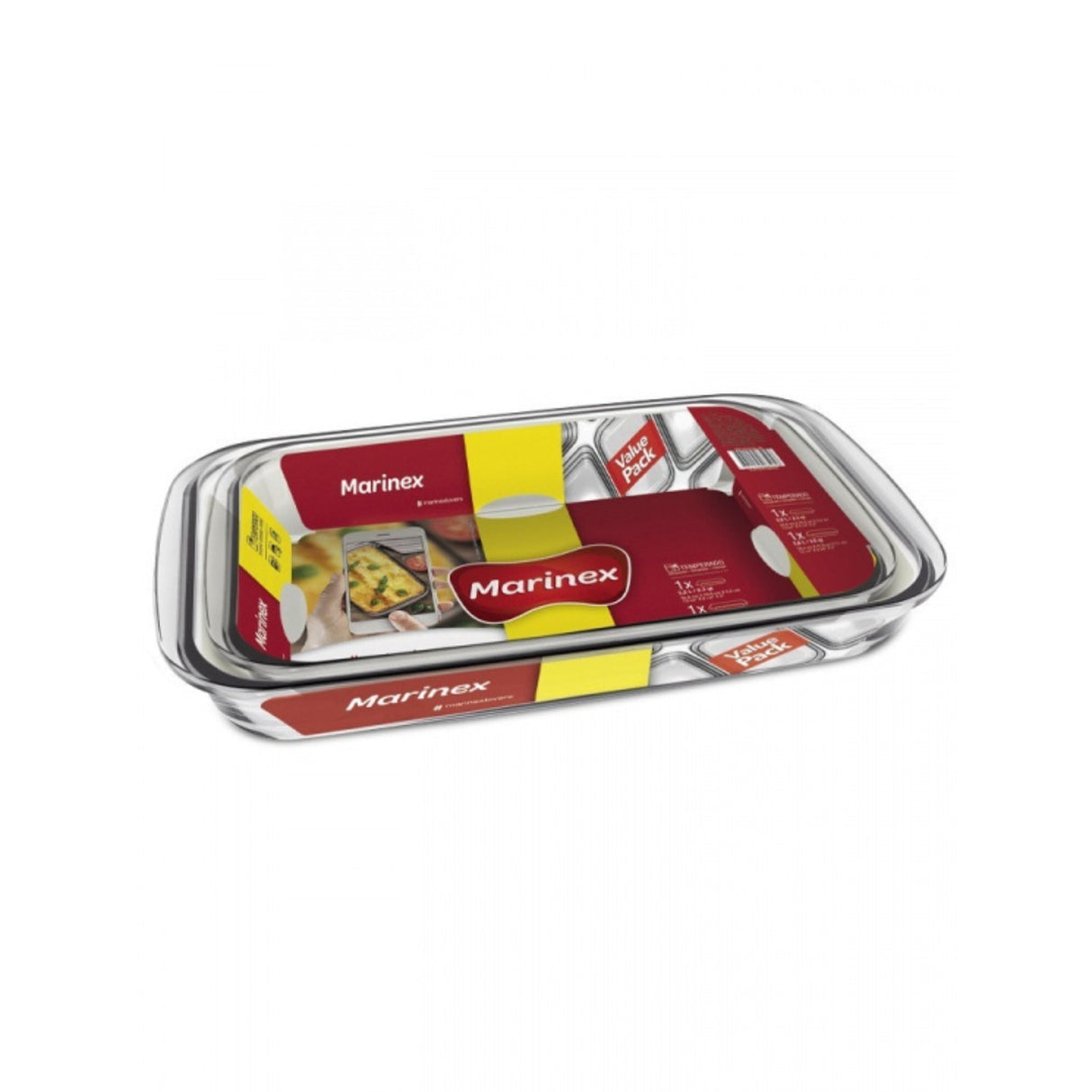 Asaderas rectangulares Marinex de vidrio templado, transparentes y aptas para horno, microondas y lavavajillas. Perfectas para gratinados y guisos.-2
