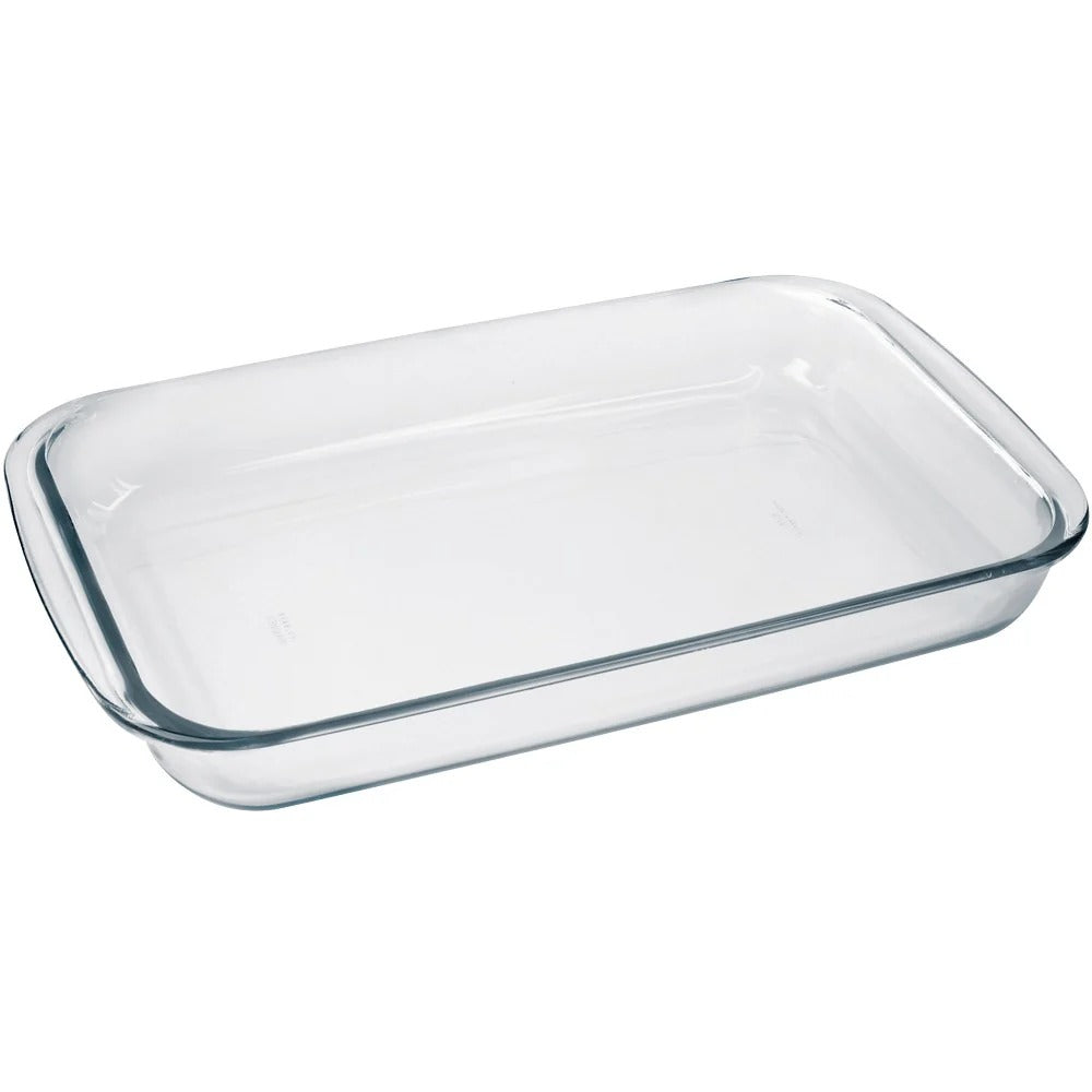 Fuente asadera rectangular mediana Marinex de vidrio transparente, 2,2L, ideal para lasañas y asados, con asas para fácil manejo.-2