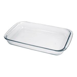 Fuente asadera rectangular mediana Marinex de vidrio transparente, 2,2L, ideal para lasañas y asados, con asas para fácil manejo.-1-3-1-1
