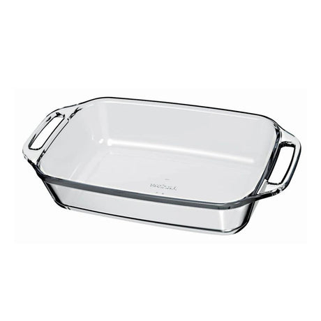 Asadera rectangular mediana de vidrio templado, 3,5 litros, ideal para hornear lasañas y guisos. Elegante y resistente, apta para horno.-3-2-1-1