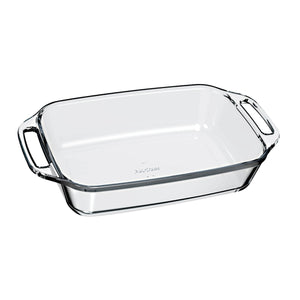 Asadera rectangular mediana de vidrio templado, 3,5 litros, ideal para hornear lasañas y guisos. Elegante y resistente, apta para horno.-3-4-1-1