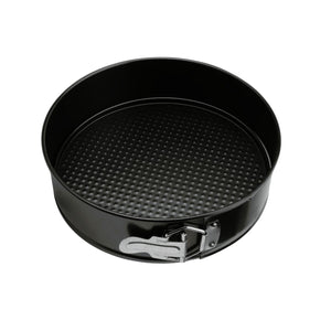 Molde desmontable antiadherente de 26 cm en acero negro, ideal para hornear pasteles y tartas con fondo reversible.-1-4-1-1