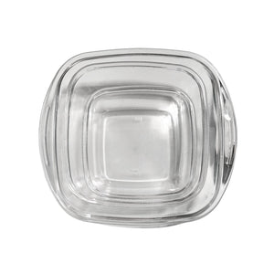 Set de 3 fuentes cuadradas de vidrio templado, aptas para horno y microondas, ideales para hornear y almacenar alimentos.-2-3-1-1