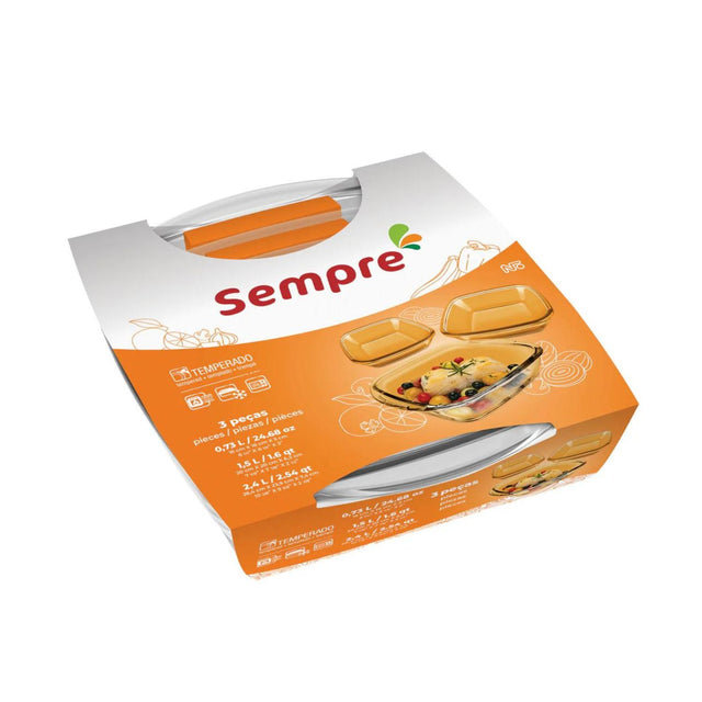 Set de 3 fuentes cuadradas de vidrio templado, aptas para horno y microondas, ideales para hornear y almacenar alimentos.-2-4-1-1