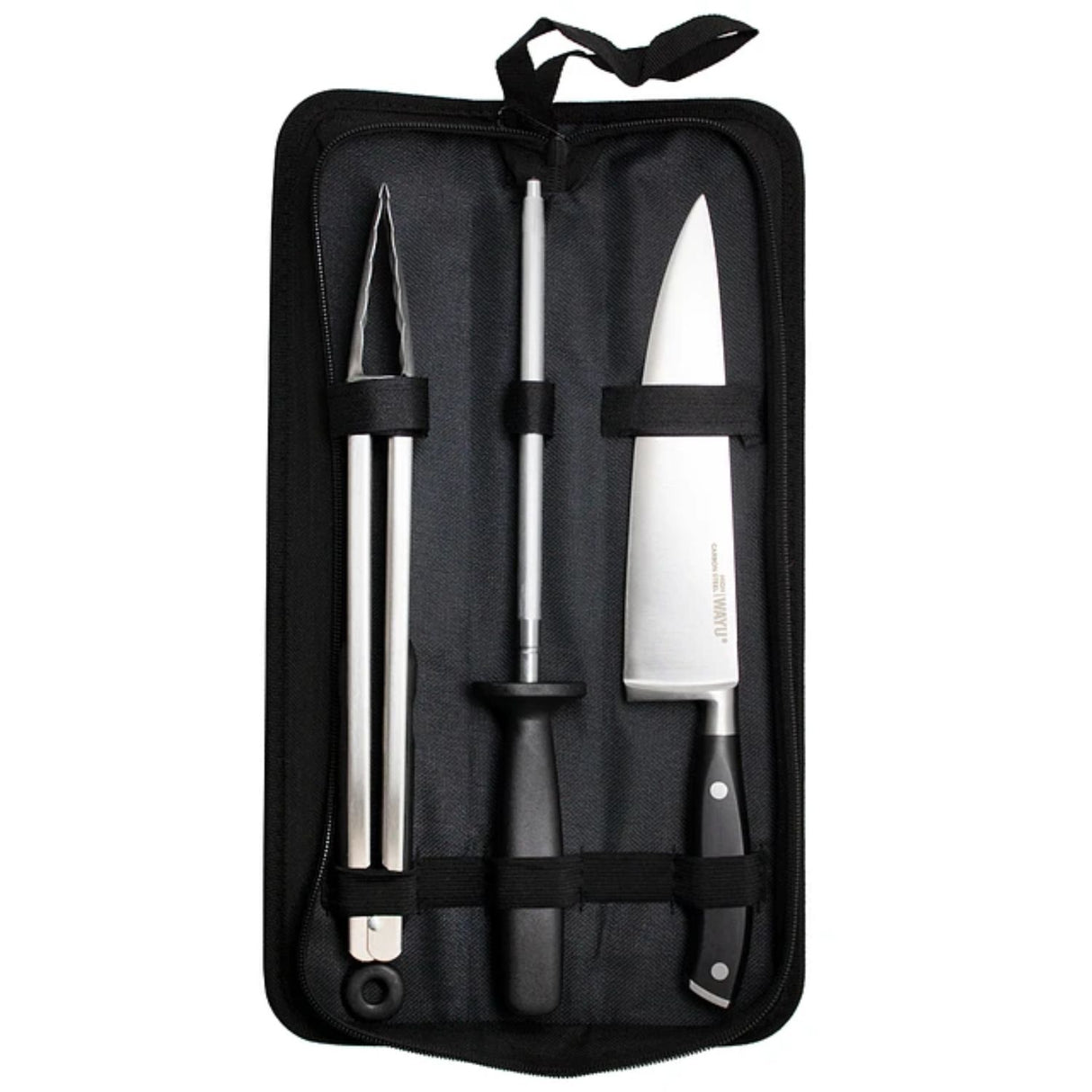Set Parrillero Wayu 3 Piezas Con Funda Quincho BBQ Parrilla Asados perfectos con herramientas de calidad. ¡Haz pedido y mejora tu experiencia de parrilla!-1