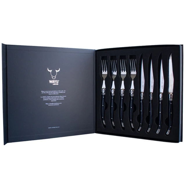 Set Cubiertos 8 Piezas Black Wayu Elegancia y Funcionalidad en Cada Comida Mejora tus comidas con estilo y comodidad. ¡Adquiere el tuyo ahora!-1